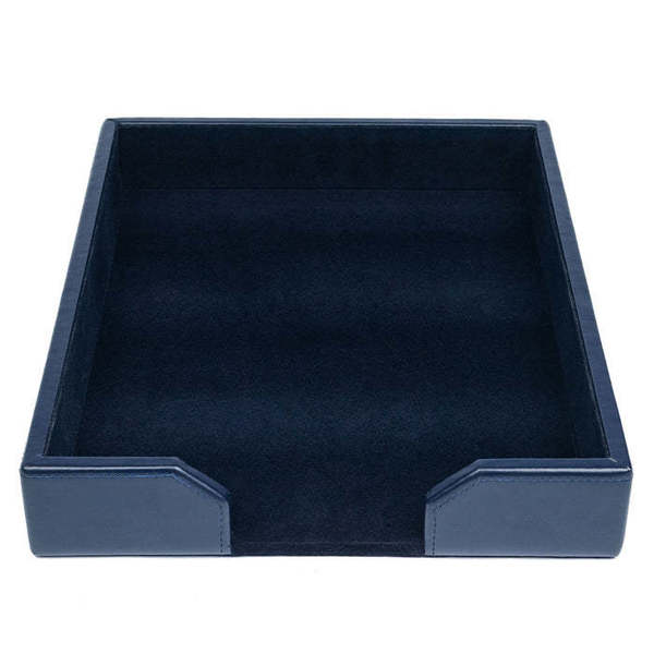 Dacasso Navy Blue Bonded Leather Letter Tray AG-5001